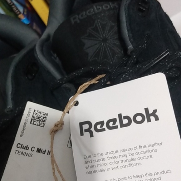 REEBOK BLACK SUEDE CLUB C MID II TENNIS SHOES SNEAKERS SIZE 5.5 NWT - Picture 11 of 11